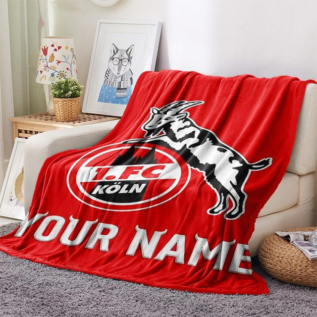 Personalisierte FC Köln Flanell-Kuscheldecke mit Namen, rot, B/B: 80 x 120 cm - Bild 1