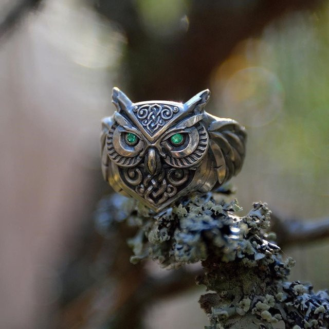 LENNIK Ring, Silber, Eule, Herren - Bild 1