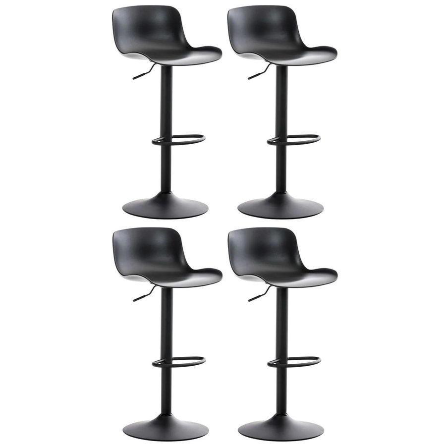 DELUKE 4er Set Barhocker KUSI in Schwarz, höhenverstellbare Barstühle mit Lehne aus Kunststoff und Metall, Höhe: 81-102 cm, Breite: 44 cm, Tiefe: 45 cm - Bild 2