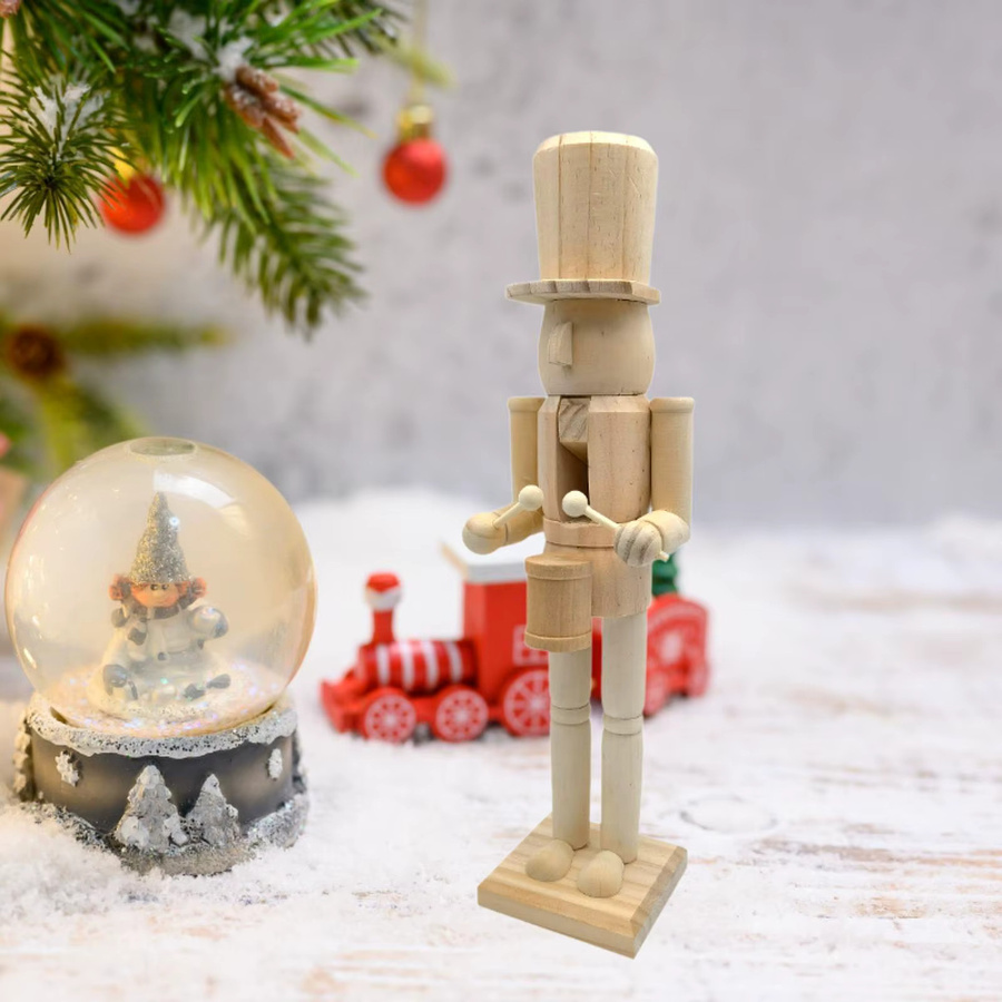 Kesoto Nussknacker-Figur aus Holz zum Selbermachen, unbemalte Weihnachtsfigur in Natur/Holzfarben, Höhe: 38 cm - Bild 2