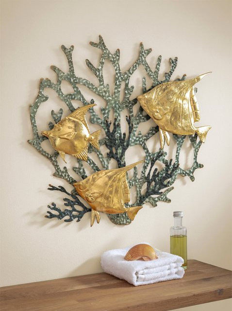 Heine Home Wanddeko Korallen-Design aus Metall in Goldfarben-Grün - Bild 1