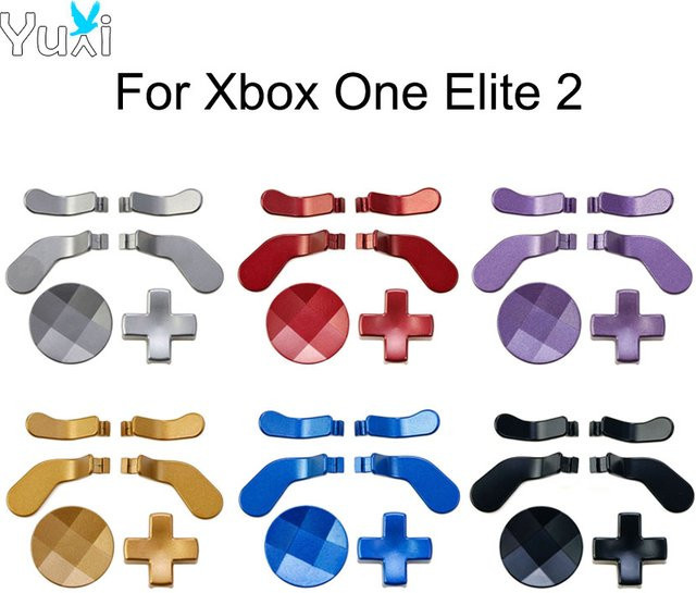 YuXi Zubehör-Set für Xbox One Elite Series 2 Controller in Silber und Grau mit Metall-D-Pad, Auslöseschlössern, Griffen, Paddeln und Ersatz-Thumbsticks - Bild 1