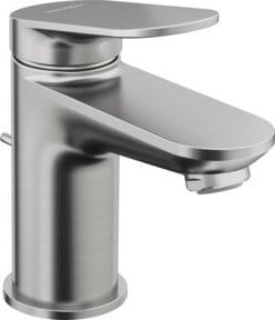 Duravit Waschtisch-Einhebelmischer S Wave in gebürstetem Nickel mit Pop-up-Abfluss und silberner Oberfläche - Bild 1