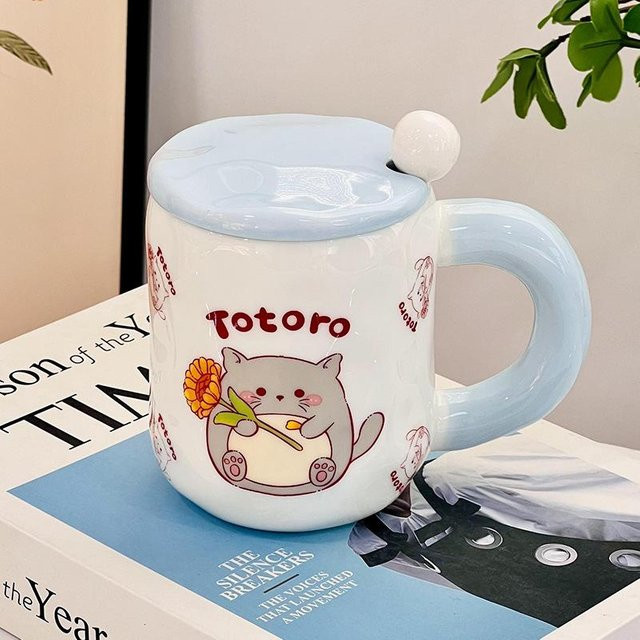 Personalisierter Keramikbecher mit Cartoon-Design, hochtemperaturbeständiger Wasserbecher, 400 ml - Bild 1