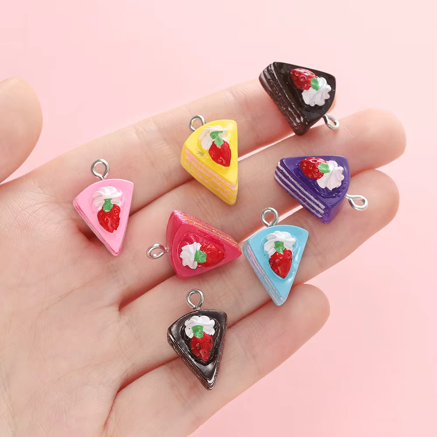 St.kunkka Anhänger Charms, 3D Mini Erdbeere Kuchen, Harz, 5 Teile/los - Bild 2
