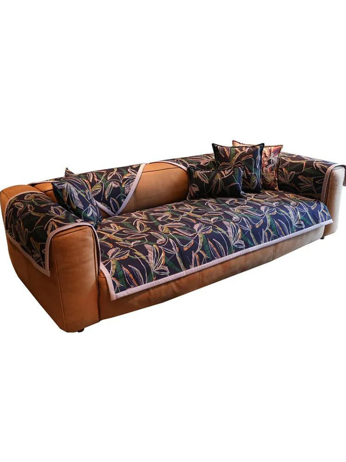 Universeller Chenille Kissenbezug mit Blumenmuster für dein Sofa, rutschfest und staubdicht, B/B: 90 x 90 cm - Bild 4