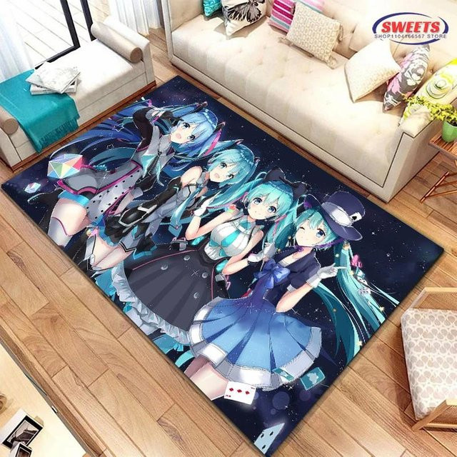 Karpetti Teppich Hatsune MM1ku mit Cartoon-Design, rutschfest und aus Polyester, Mehrfarbig, Breite: 70 cm, Tiefe: 100 cm - Bild 1