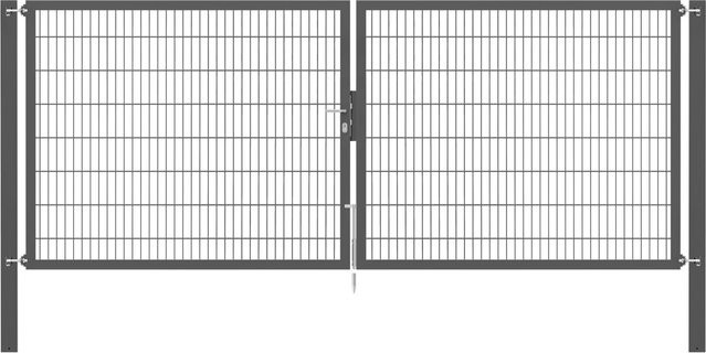 Doppeltor Flexo Plus in Anthrazit aus Stahl mit Pfosten, Breite: 400 cm, Höhe: 160 cm, Pfosten: 100 x 100 cm - Bild 1