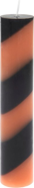 Rico Design Stabkerze diagonal gestreift in Orange/Schwarz aus Paraffin - Bild 1