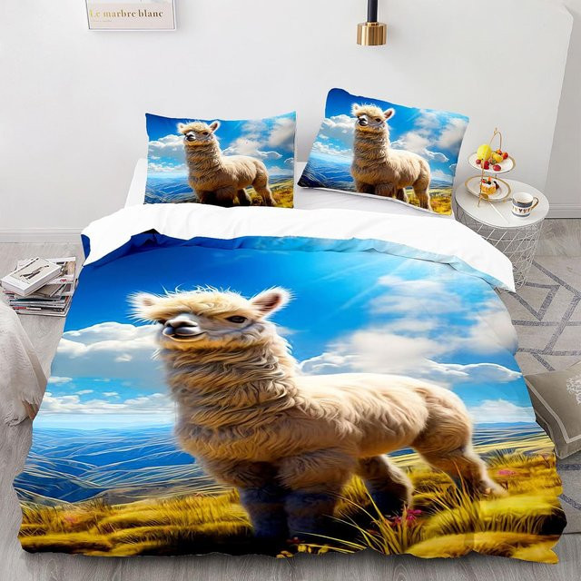 Allbestart Blue Sky Alpaka Bettwäscheset für Kinder und Teenager aus Mikrofaser, Mehrfarbig, B/H: 135 x 200 cm mit Kissenbezug 75 x 50 cm - Bild 1