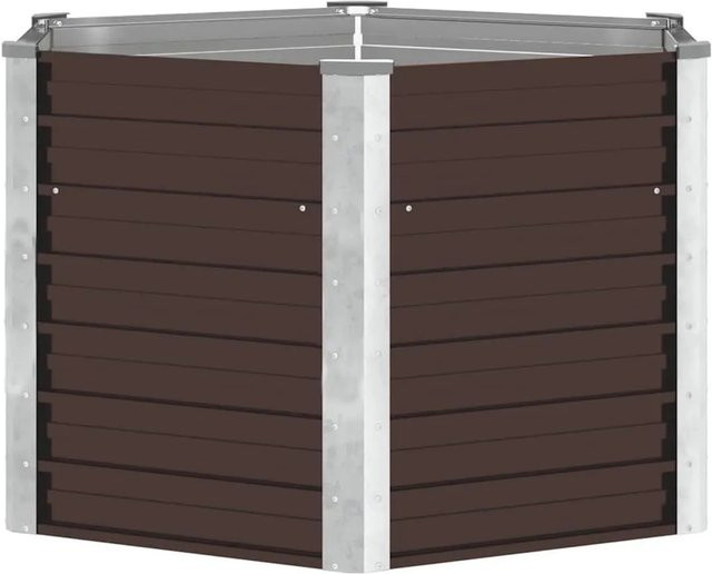 DELUKE 6-eckiges Hochbeet aus verzinktem Stahl in Braun-antik für Garten und Terrasse, B/T/H: 129 x 129 x 77 cm - Bild 1