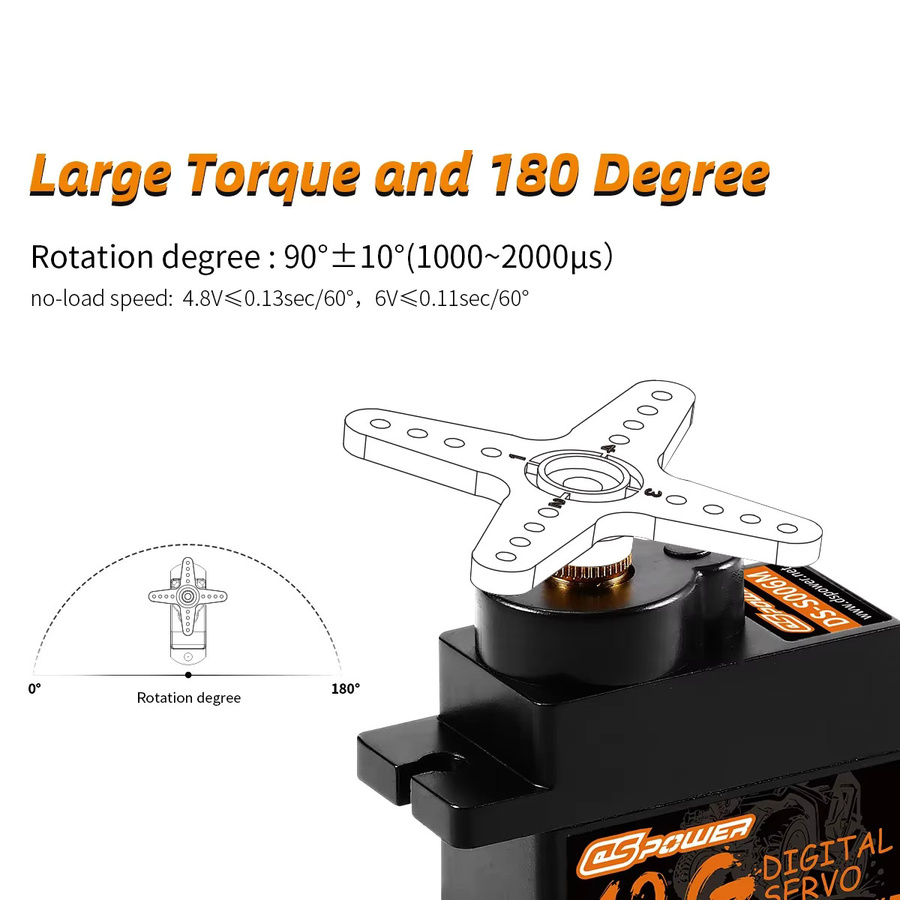 DSpower SG90 MG90S Mini Micro Servo Motor, Metall, Schwarz, 1:24 - Bild 3