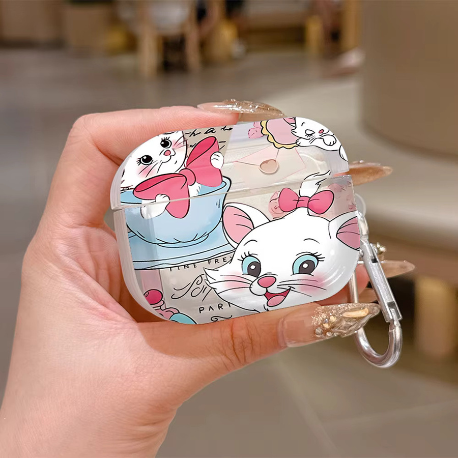 Transparente Silikonhülle im niedlichen Cartoon Marie Katze Design für Apple AirPods 4, 3, Pro, 2 und 1 - Bild 2