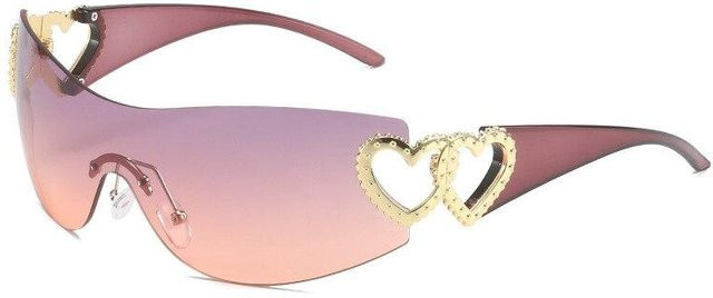 Sonnenbrille Damen, randlos, wrap, pink, Kunststoff - Bild 1