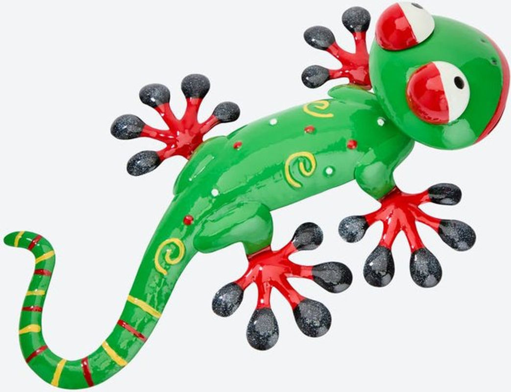 NKD Wandhänger Gecko Hängeornament aus Metall in Grün, B/H/T: 26 x 17 x 5 cm - Bild 1