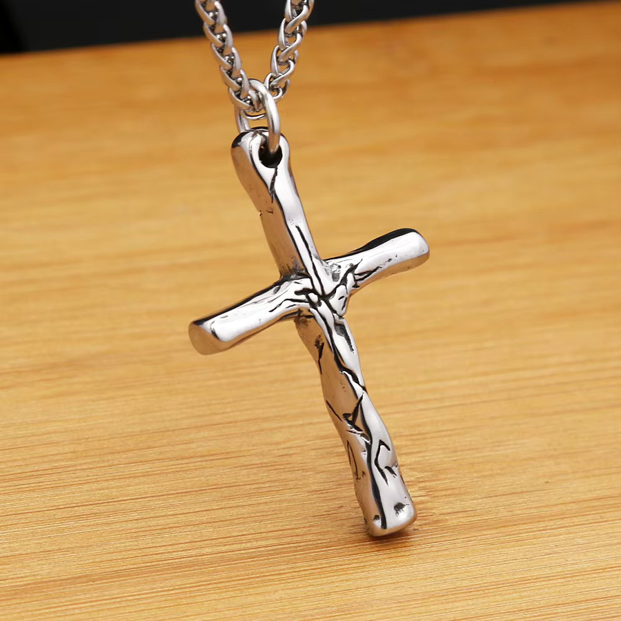 NORTHMAN Halskette mit Kreuz Anhänger, Edelstahl, Silber, Vintage, Unisex - Bild 3