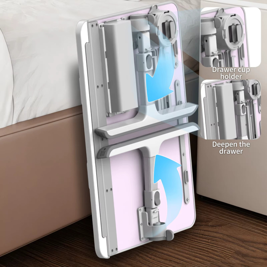 HGTUGO Höhenverstellbarer Laptop-Tisch in Weiß, Ergonomischer Klapptisch für Bett und Sofa mit Neigefunktion und MDF-Laminat-Oberfläche - Bild 3