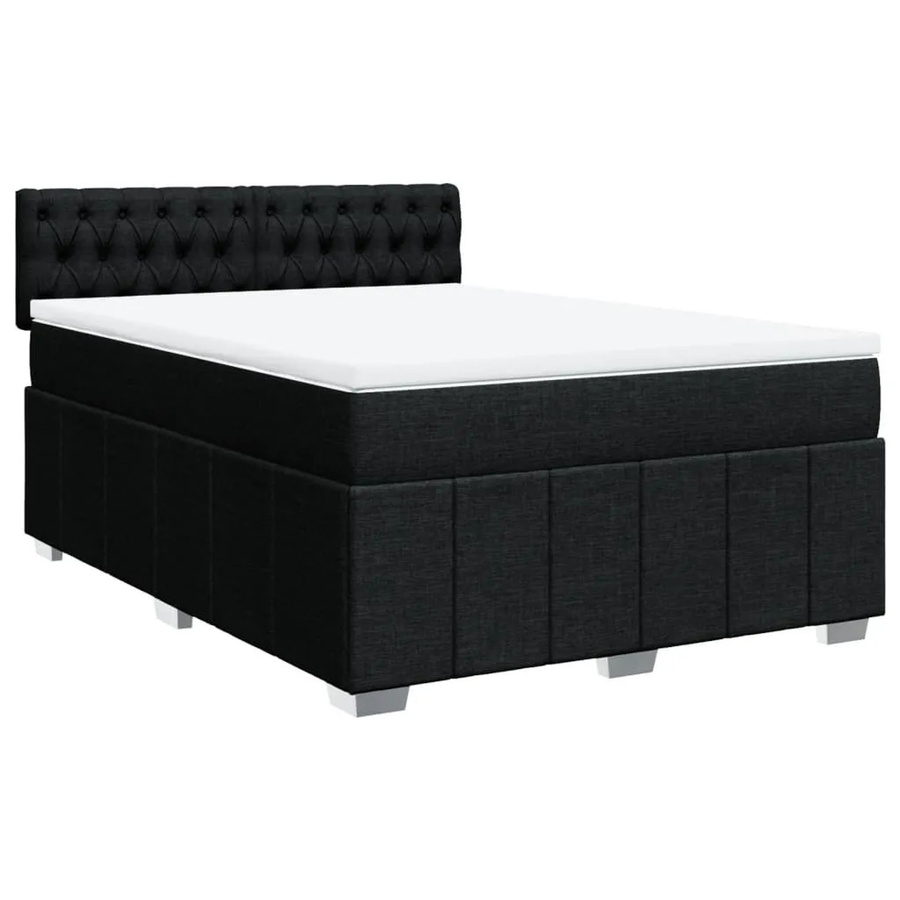 vidaXL Boxspringbett mit Matratze Schwarz, Hybrid-Bett mit USB-Ladeport und Unterbettbeleuchtung, B/T: 160 x 200 cm - Bild 2