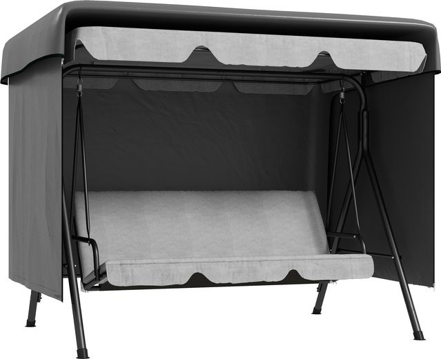 Outsunny Hollywoodschaukel Abdeckung für 3 Sitzer, wasserdichte und UV-beständige Schutzhülle für Gartenschaukeln und Hängesessel, B/T/H: 215 x 155 x 150 cm, Dunkelgrau - Bild 1