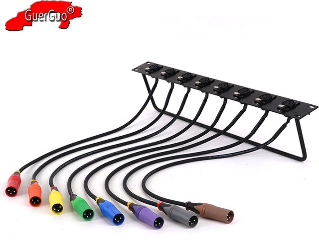 GuerGuo 8-Wege XLR Audio Jumper Rack 1U Schrank mit 8-Loch 3-poligen XLR-Buchsen und MIC-Buchsen in Grün - Bild 1