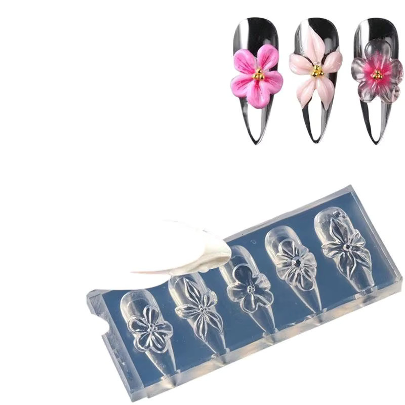 HNKMP Nagel-Silikonform, 3D Frühlingsblumen, Lilien und Hibiskus, Nagelkunst-Schablonen - Bild 6