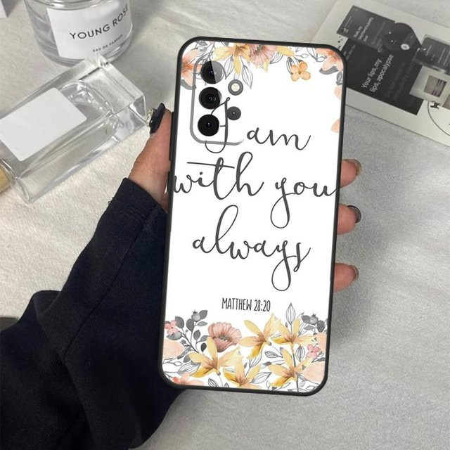 Samsung Galaxy Handy Case mit Bibelvers Jesus Christus in Weiß für verschiedene Modelle wie A06 A16 A26 A36 A56 A53 A32 A52 A33 A13 A55 A35 A15 A14 A34 A54 A17 und A33 5G - Bild 1