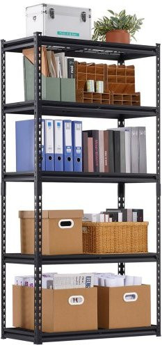 VEVOR Schwerlastregal 5-stufig, verstellbares Industrieregal für Garage und Lager, schwarz, B: 91,44 cm, T: 40,64 cm, H: 182,88 cm - Bild 1
