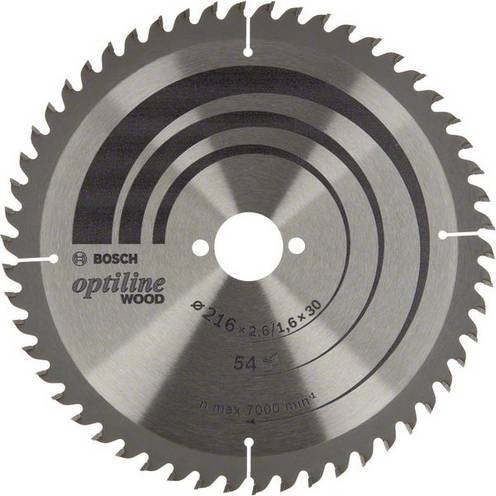 Bosch Optiline Wood Kreissägeblatt mit 54 Zähnen, Farbe: Silber, Durchmesser: 216 mm, Bohrung: 30 mm - Bild 1