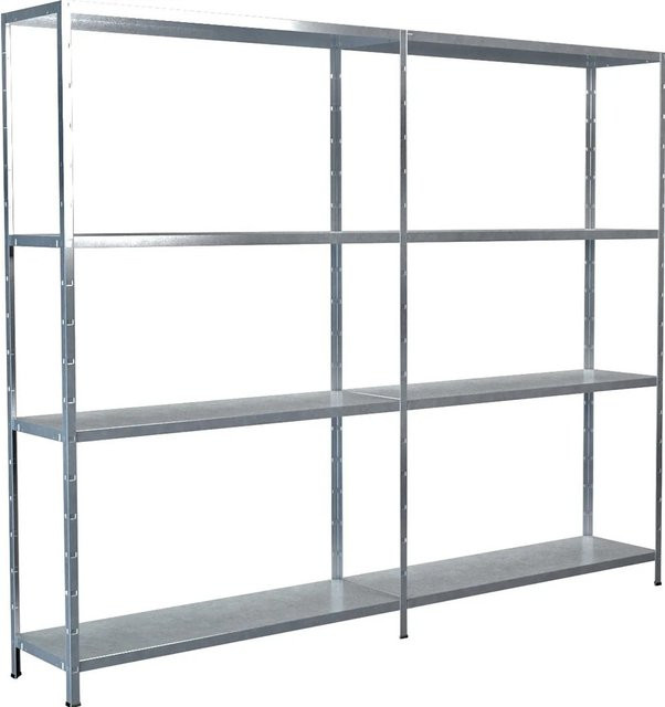 SCHULTE REGALWELT Steckregal-Set mit Anbauregal aus verzinktem Metall, silberfarben, H x B x T: 180 x 220 x 35 cm - Bild 1