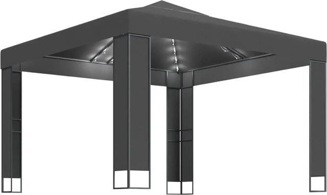 vidaXL Pavillon mit Doppeldach und LED-Lichterkette in Anthrazit, B/T/H: 3 x 3 x 2,73 m - Bild 1