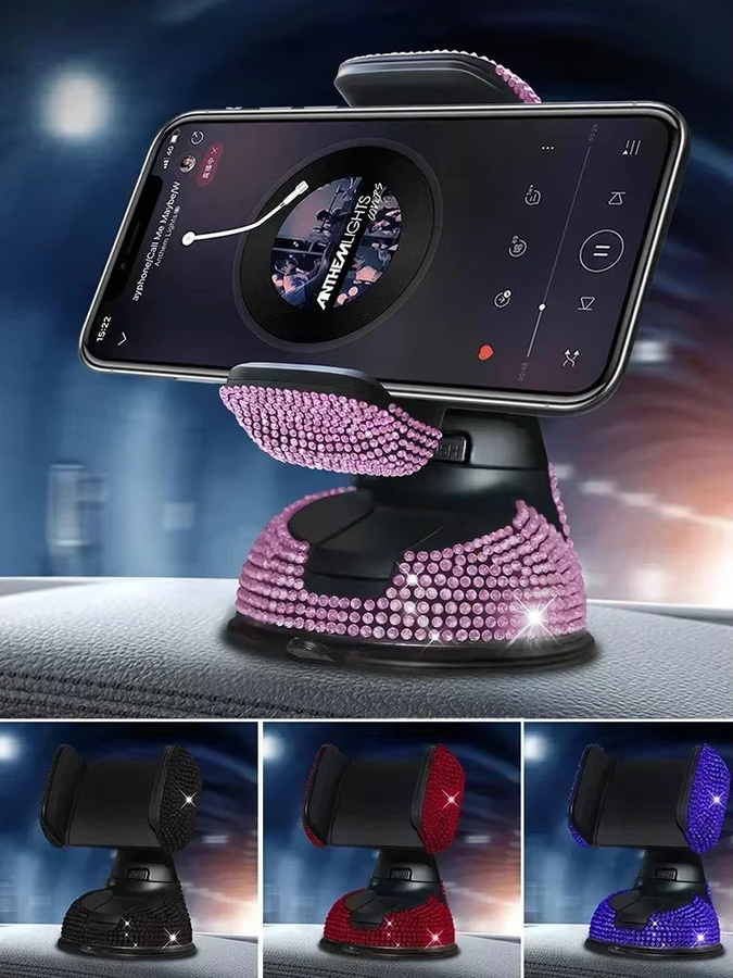 Magnetische Crystal Diamond Auto-Handyhalterung mit Bling-Strass-Design in Pink für iPhone, Samsung und Xiaomi - Bild 3