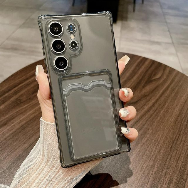 Transparente Kartenhalter-Tasche Hülle für Samsung Galaxy S26 S25 S24 S23 Ultra S22 Plus FE A56 A55 A17 A16 A36 A26 als Brieftaschenabdeckung - Bild 1
