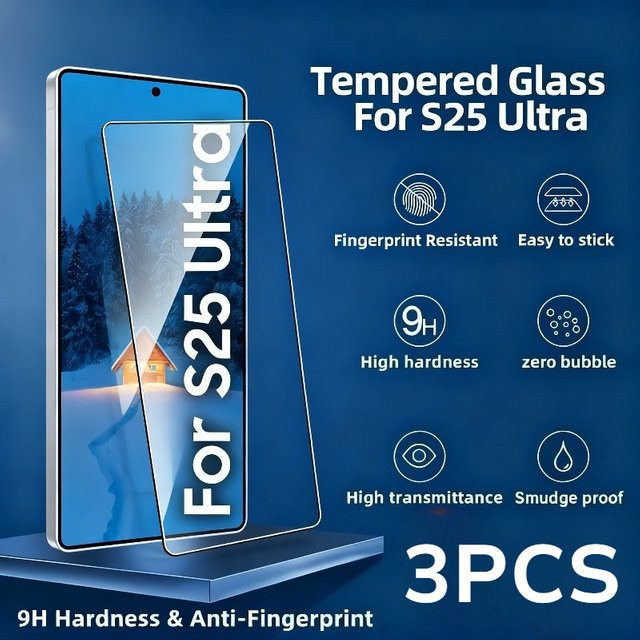 3er-Pack HD-Displayschutzfolie aus gehärtetem Glas für Samsung Galaxy S25 S24 Ultra S24 S25 Plus S23 S22 S21 Plus FE, transparent - Bild 1
