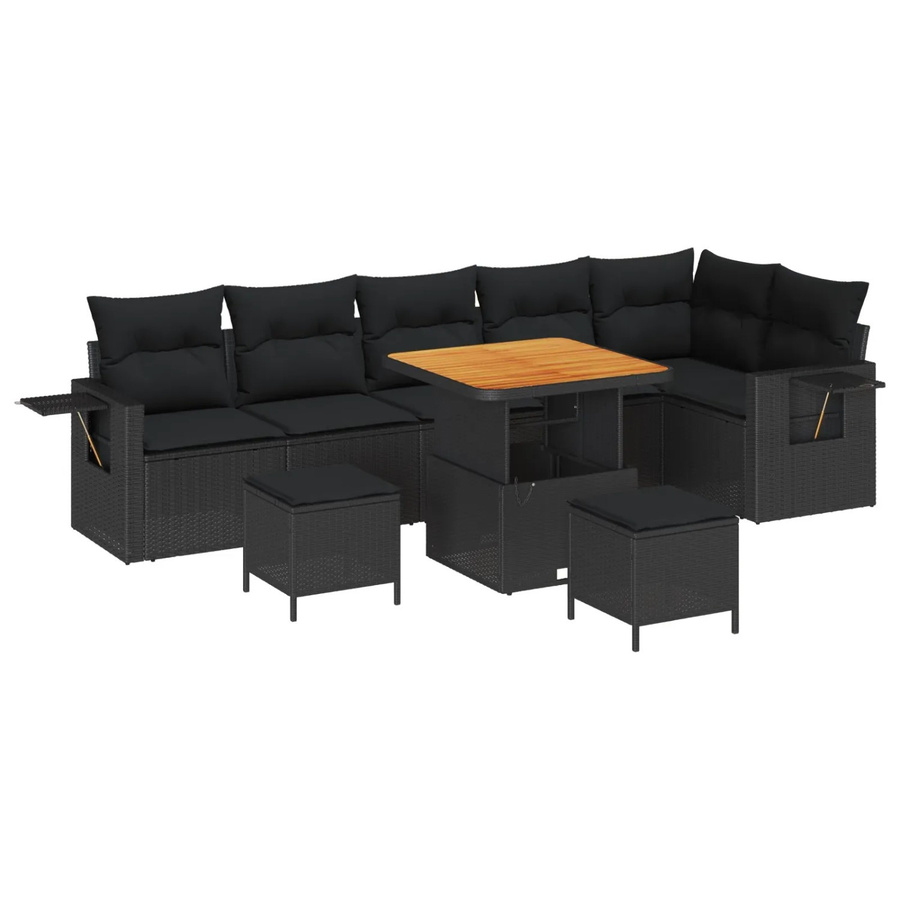 vidaXL Garten-Sofa-Set aus Poly Rattan in Schwarz mit 9-teiliger L-Form, Stauraumfunktion und wetterfesten Polstern - Bild 2