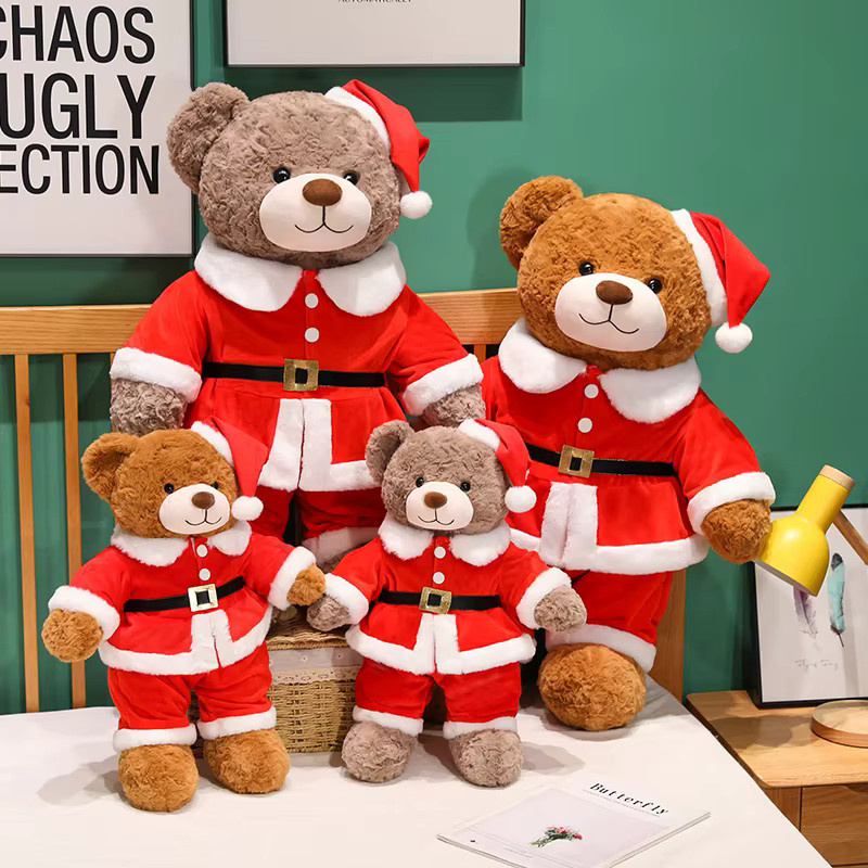 Weihnachten Bär Plüsch Kissen, Cartoon Santa Bär, Weiche Angefüllte Puppe - Bild 4