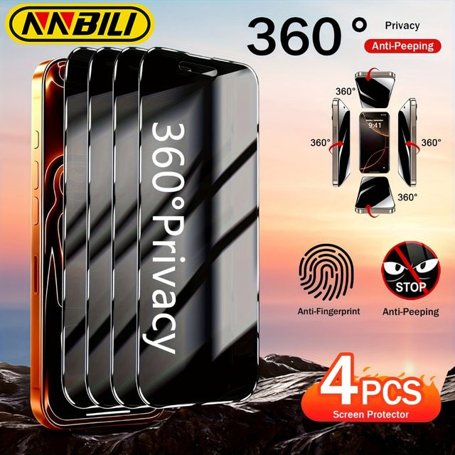 NNBILI 4er-Pack 360 Grad 4-seitiger Sichtschutz für iPhone 17 Pro Max 16 15 14 13 12 Pro - Bild 1