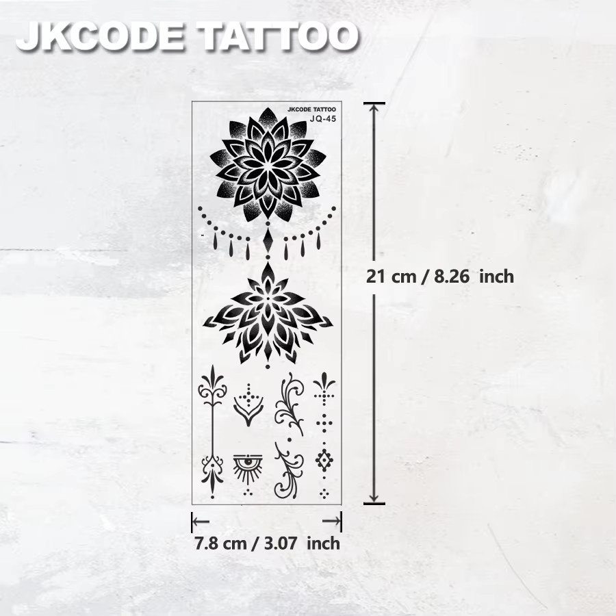 JKCODE TATTOO Handtattoo Damen, Blatt- und Rosenmuster, Halbmond - Bild 4