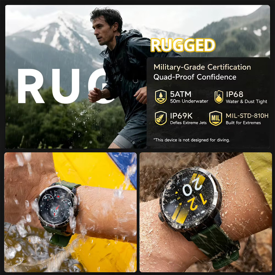 Ulefone Smartwatch, 1,5 Zoll AMOLED, GPS, Herzfrequenz, Schwarz, Unisex - Bild 4