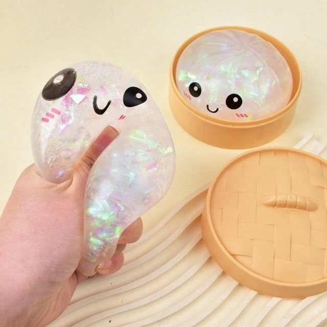 CHUTAI Squishy Glitzer-Knödel Quetschball aus weichem TPR mit transparentem Band als Stressball und Fidget-Spielzeug zur Entspannung für Kinder und Erwachsene - Bild 1