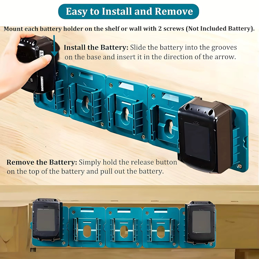 10 Stück Makita Batteriehalterung zur Wandmontage für 18V Akkus BL1860 BL1850 BL1840 BL1830 in Blau - Bild 3