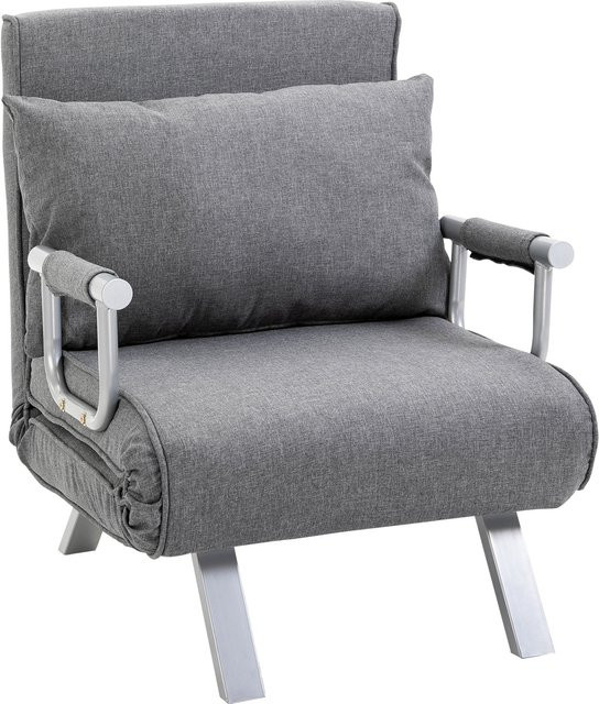 Aosom 3-in-1 Schlafsofa als Schlafsessel, Gästebett und Chaiselongue mit Armlehnen in Grau, B/T/H: 65 x 69 x 80 cm - Bild 1