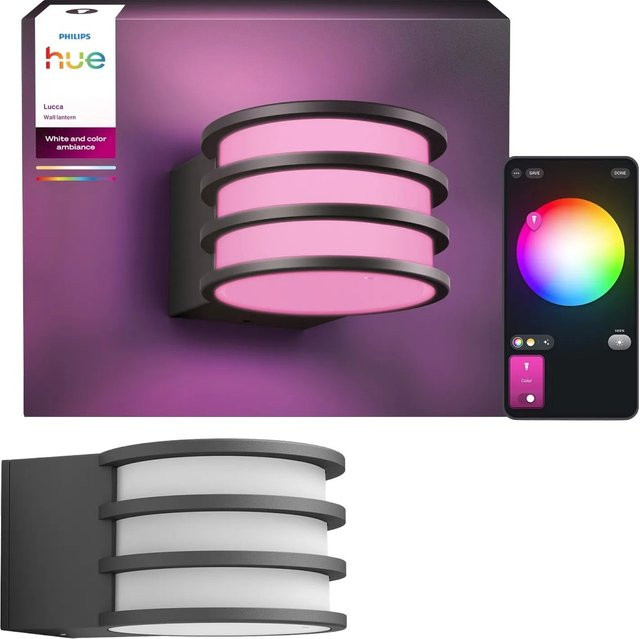 Philips Hue smarte LED Wandleuchte Lucca in Anthrazit und Weiß mit RGBW-Farblicht und 1100 Lumen - Bild 1