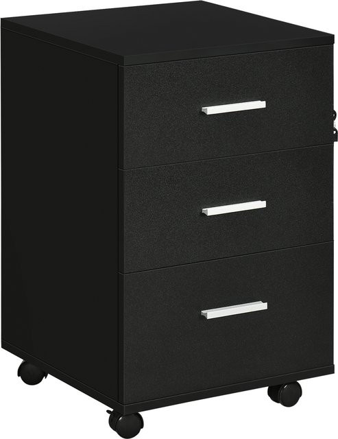 Aosom Vinsetto Büroschrank mit 3 abschließbaren Schubladen auf Rollen, Schwarz, B/T/H: 40 x 40 x 61,5 cm - Bild 1