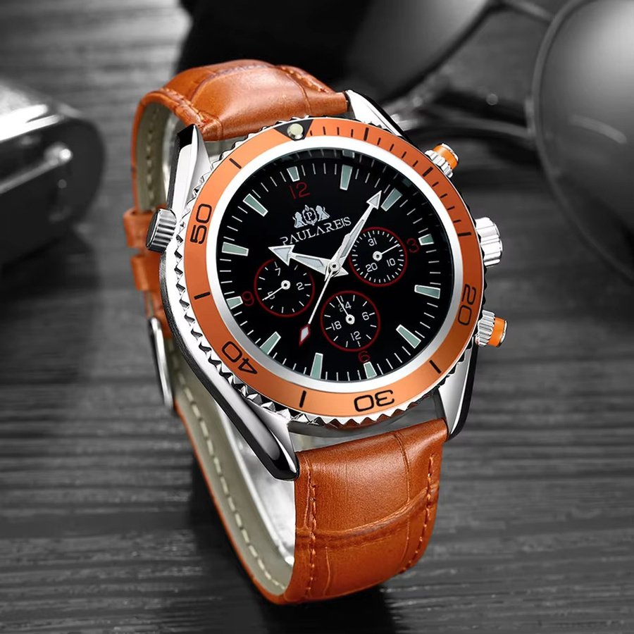 PAULAREIS P Armbanduhr Automatik, Edelstahl, Leder, Schwarz, Herren - Bild 3