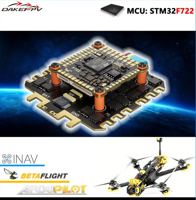 DAKEFPV F722 Flight Control FC und 4in1 ESC Stack für FPV Racing Drohnen, Schwarz, 30x30mm - Bild 1