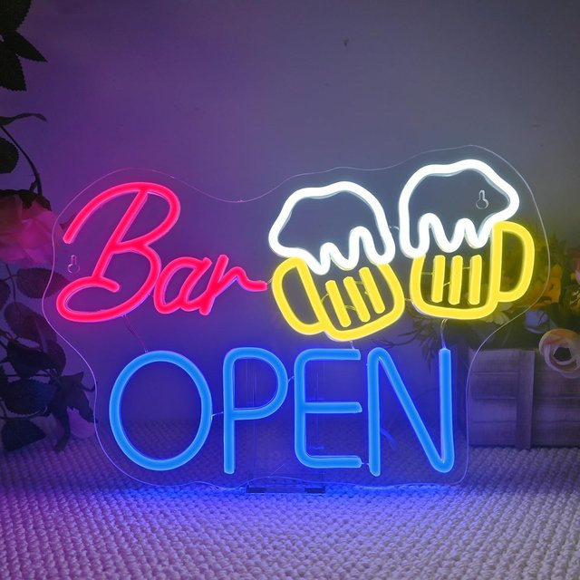 NEONAEON Bierbar-Neonschild, dimmbares LED-Schild in Multicolour mit USB-Anschluss und transparentem Gehäuse - Bild 1