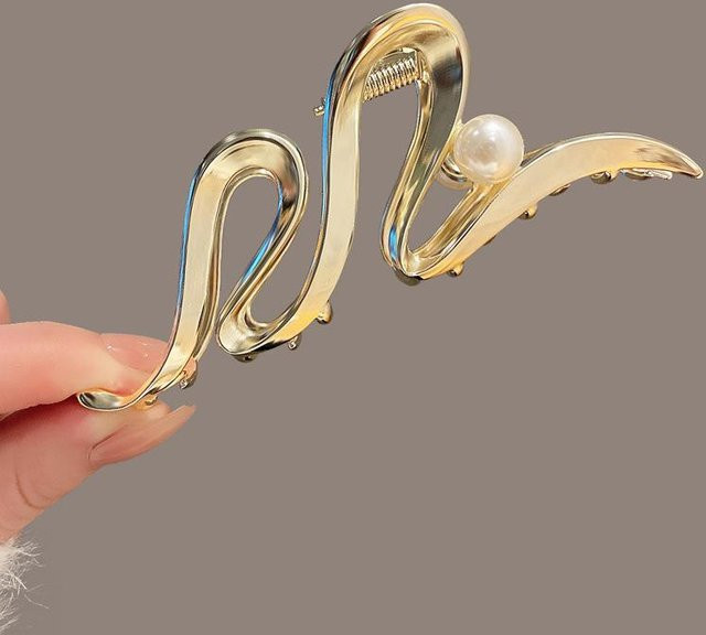 YULIN Haarklammer, Gold Silber, Perlen, Wellen, Geometrisch, Damen - Bild 1