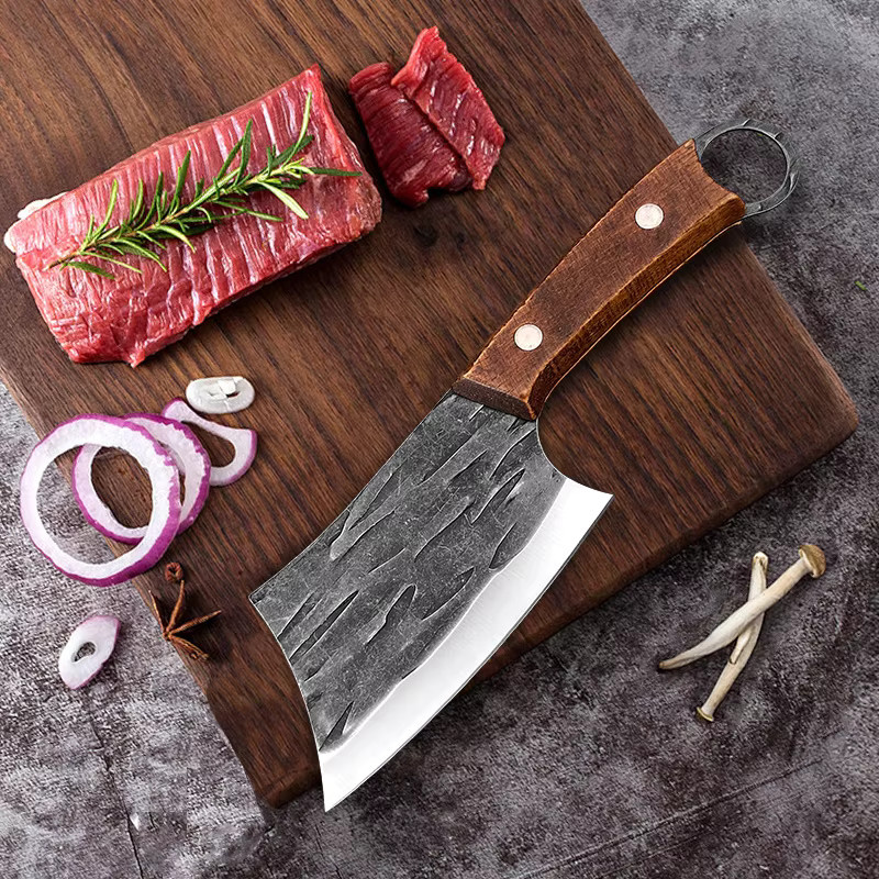 InLeung Hackmesser aus Edelstahl mit Holzgriff in Silber für Fleisch, Fisch und Gemüse - Bild 5