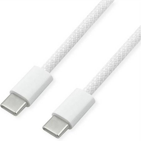 Value USB-C auf USB-C Kabel USB 2.0 mit Textil-Mantel in Weiß, 3m - Bild 1
