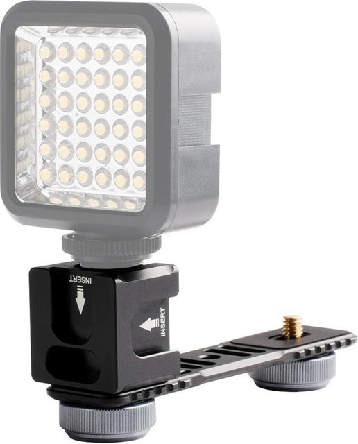 Andoer Universeller Gimbal-Verlängerungsstangen-Halterungsadapter aus Aluminiumlegierung mit 4 Kaltschuhhalterungen und 1/4 Zoll Anschluss in Schwarz für Zhiyun Smooth-Serie, FeiyuTech Vimble 2 und DJI Osmo Mobile 2 - Bild 1